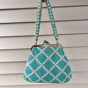 Vintage 1960’s turquoise and white beaded purse